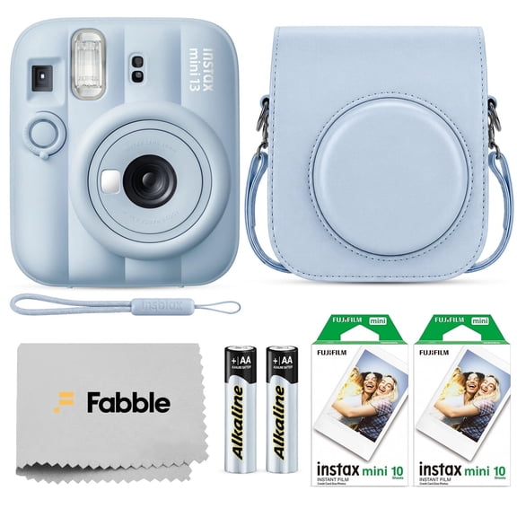 FUJIFILM INSTAX MINI 13 Instant Film Camera Frost Blue Bundle with Caiul Groovy Case, INSTAX Mini Twin Pack Film 20 Exposures, Automatic Exposure, Close-Up Mode, Selfie Mirror