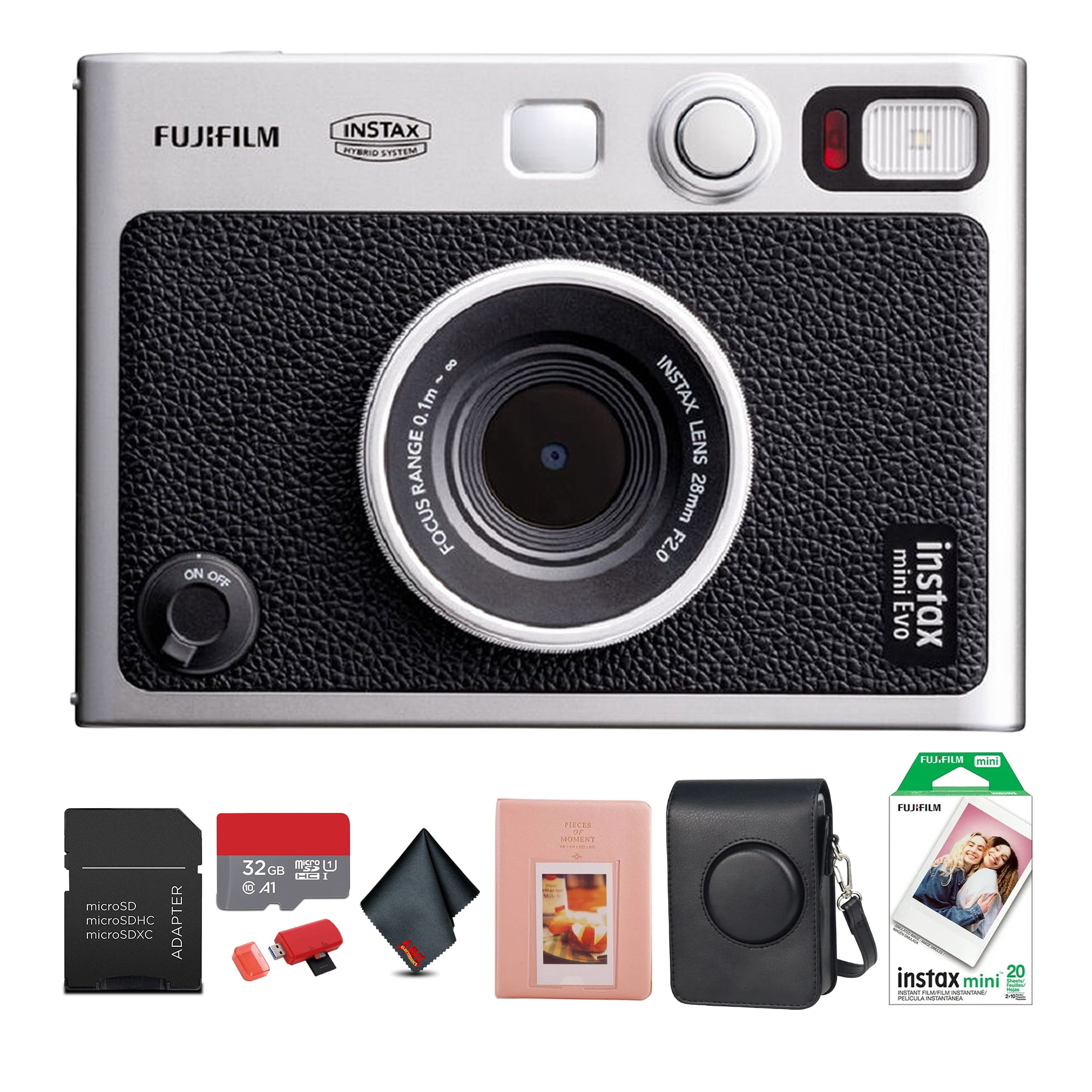 FUJIFILM INSTAX MINI EVO Hybrid Instant Camera (Black) Bundle With 20 ...