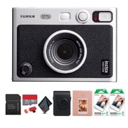 FUJIFILM INSTAX MINI EVO Hybrid Instant Camera Black Bundle With 40 Instant Film Sheets + 32GB Memory Card + Carrying Case + Photo Album 64 Pockets + Microfiber Cleaning Cloth