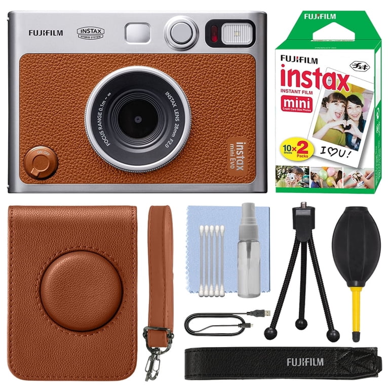 FUJIFILM INSTAX MINI EVO Hybrid Instant Camera Brown + 20 Film