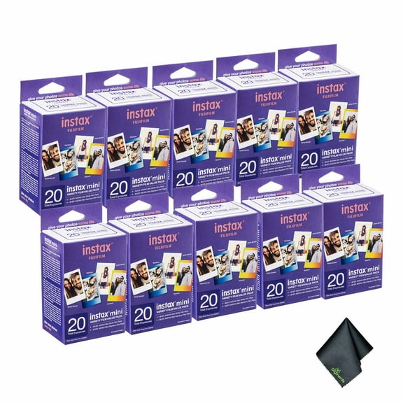 FUJIFILM INSTAX MINI Instant Film Variety Value Pack (200 Exposures) + Microfiber Cleaning Cloth
