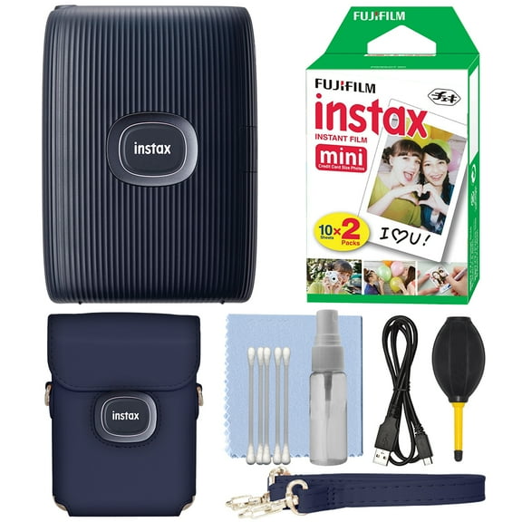 FUJIFILM INSTAX MINI LINK 2 Smartphone Printer Space Blue+ 20 Film Essent Bundle