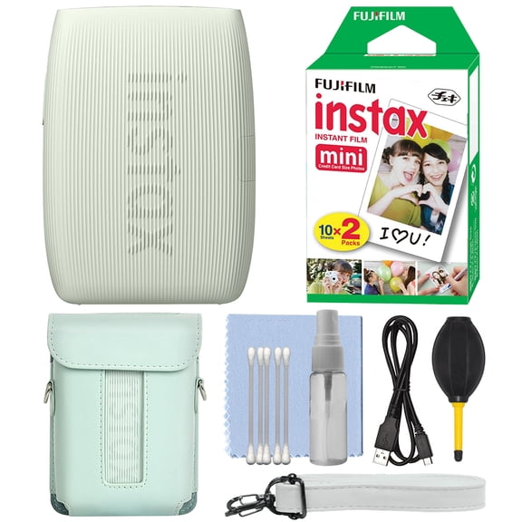 FUJIFILM INSTAX MINI LINK 3 Smartphone Printer Sage Green+ 20 Film Essent Bundle