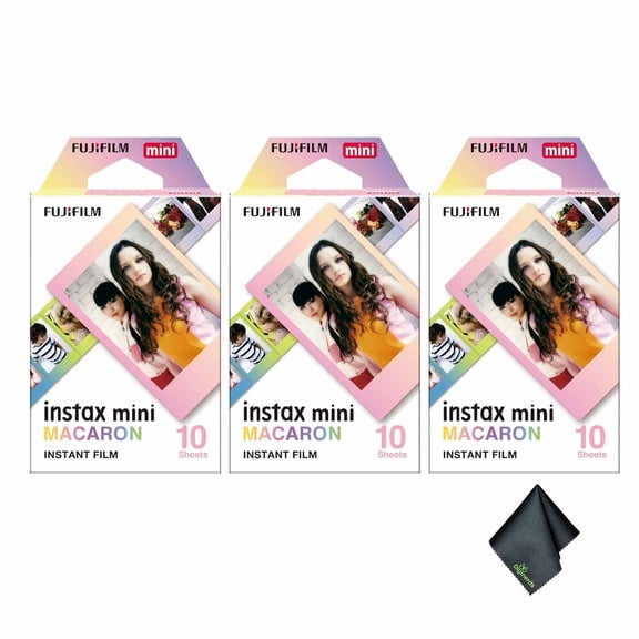 FUJIFILM INSTAX MINI Macaron Instant Film (30 Exposures) + Microfiber Cleaning Cloth