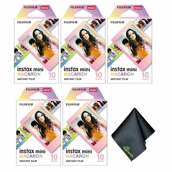 FUJIFILM INSTAX MINI Macaron Instant Film (50 Exposures) + Microfiber Cleaning Cloth