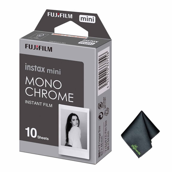 FUJIFILM INSTAX MINI Monochrome Instant Film (10 Exposures) + Microfiber Cleaning Cloth