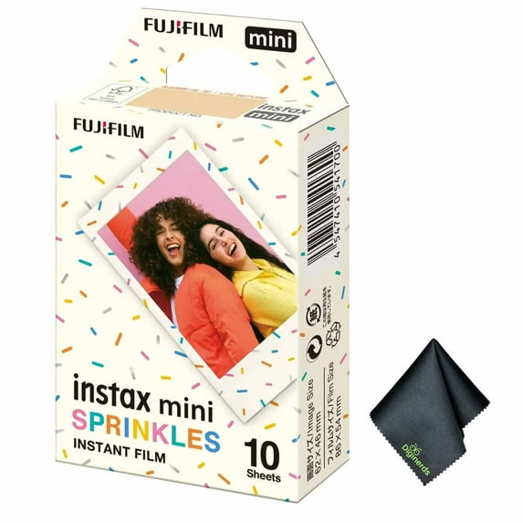 FUJIFILM INSTAX MINI Spinkles Instant Film (10 Exposures) + Microfiber Cleaning Cloth