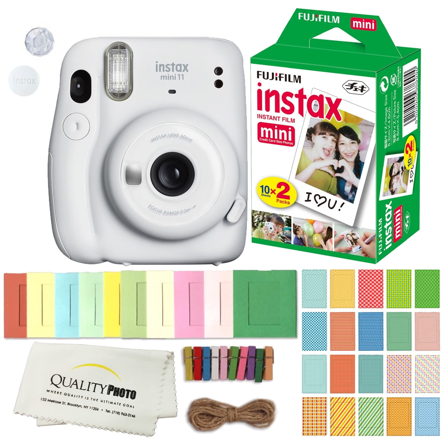 Fujifilm Instax Mini 11 Instant Camera Bundle with Film, Batteries, and  Case - Ice White