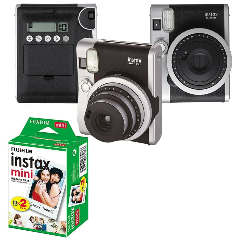 FUJIFILM INSTAX Mini 90 Neo ClassicInstant Camera (Black) Camera Case + Mini  Film White Printer Kit (3 Pack) 