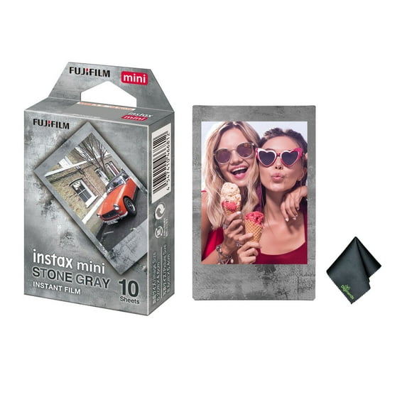 FUJIFILM INSTAX Mini Stone Gray Instant Film (10 Exposures) + Cleaning Cloth