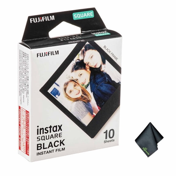 FUJIFILM INSTAX SQUARE Black Instant Film (10 Exposures) + Microfiber Cleaning Cloth