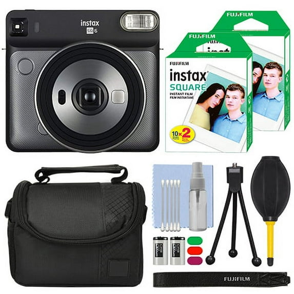 FUJIFILM INSTAX SQUARE SQ6 Fuji Instant Film Camera Graphite Gray+ 40 Film Bundl