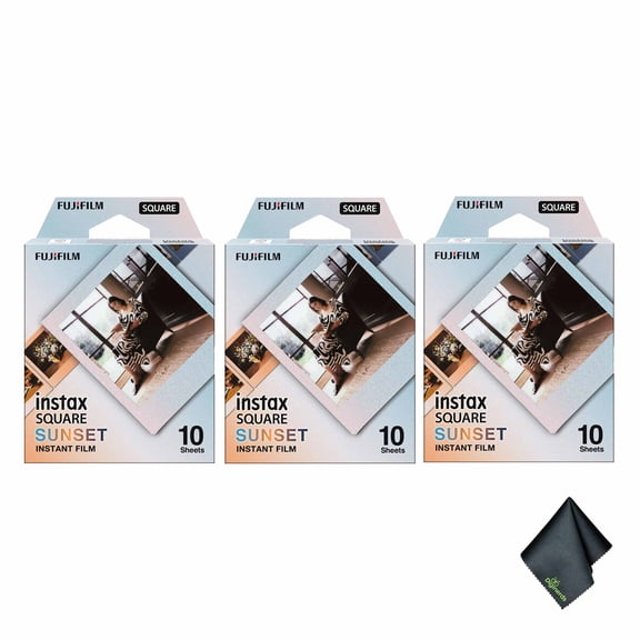 FUJIFILM INSTAX SQUARE Sunset Instant Film (30 Exposures) + Microfiber Cleaning Cloth