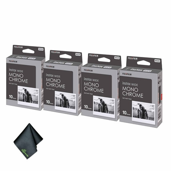 FUJIFILM INSTAX Wide Monochrome Instant Film (40 Exposures) + Microfiber Cleaning Cloth