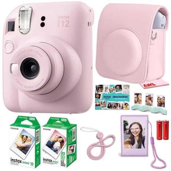 FUJIFILM Instax Mini 12 Instant Film Camera, Pink | Bundle + 30 Films + Accessories