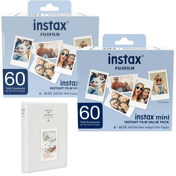 Fujifilm FUJIFILM Mini Instant Camera Film: 120 Shoots Total, Value Pack, (10 Sheets x 12) Includes Slinger Photo Album
