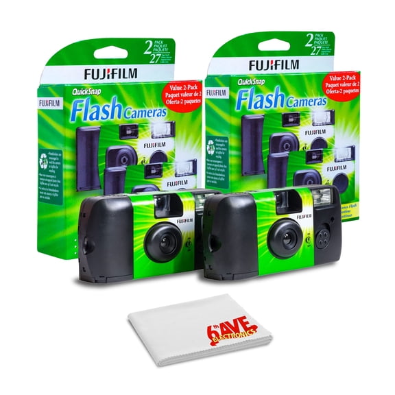 FUJIFILM QuickSnap Flash 400 One-Time-Use Disposable Camera Bundle (2x 2 Pack)