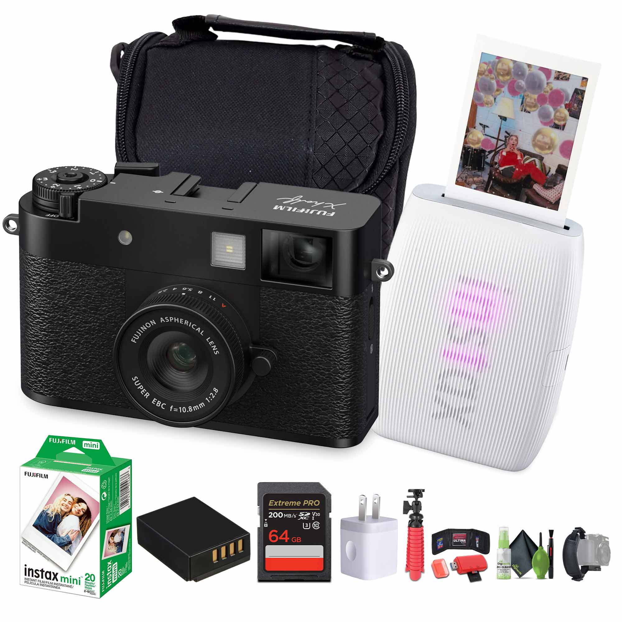FUJIFILM X Digital Camera (Black), MINI LINK 3 Smartphone Printer