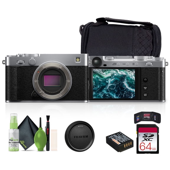 FUJIFILM X-E5 Mirrorless Digital Camera (Silver), 64GB UHS-II SDXC Memory Card