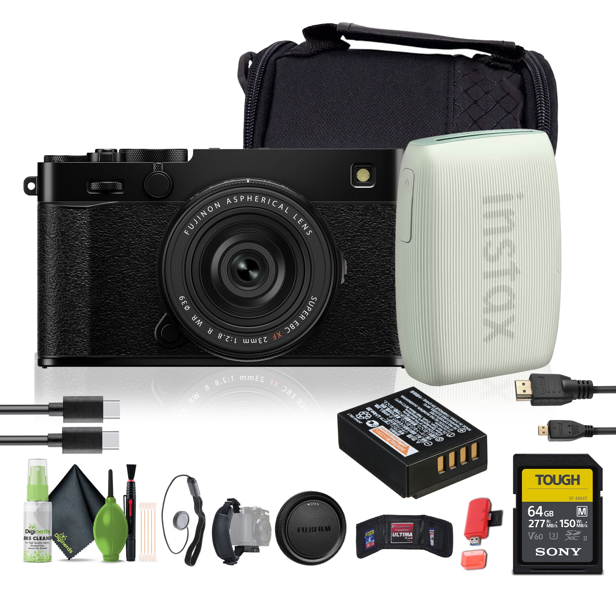 FUJIFILM X-E5 Mirrorless Digital Camera with XF 23mm f/2.8 Lens (Black), Printer - Green