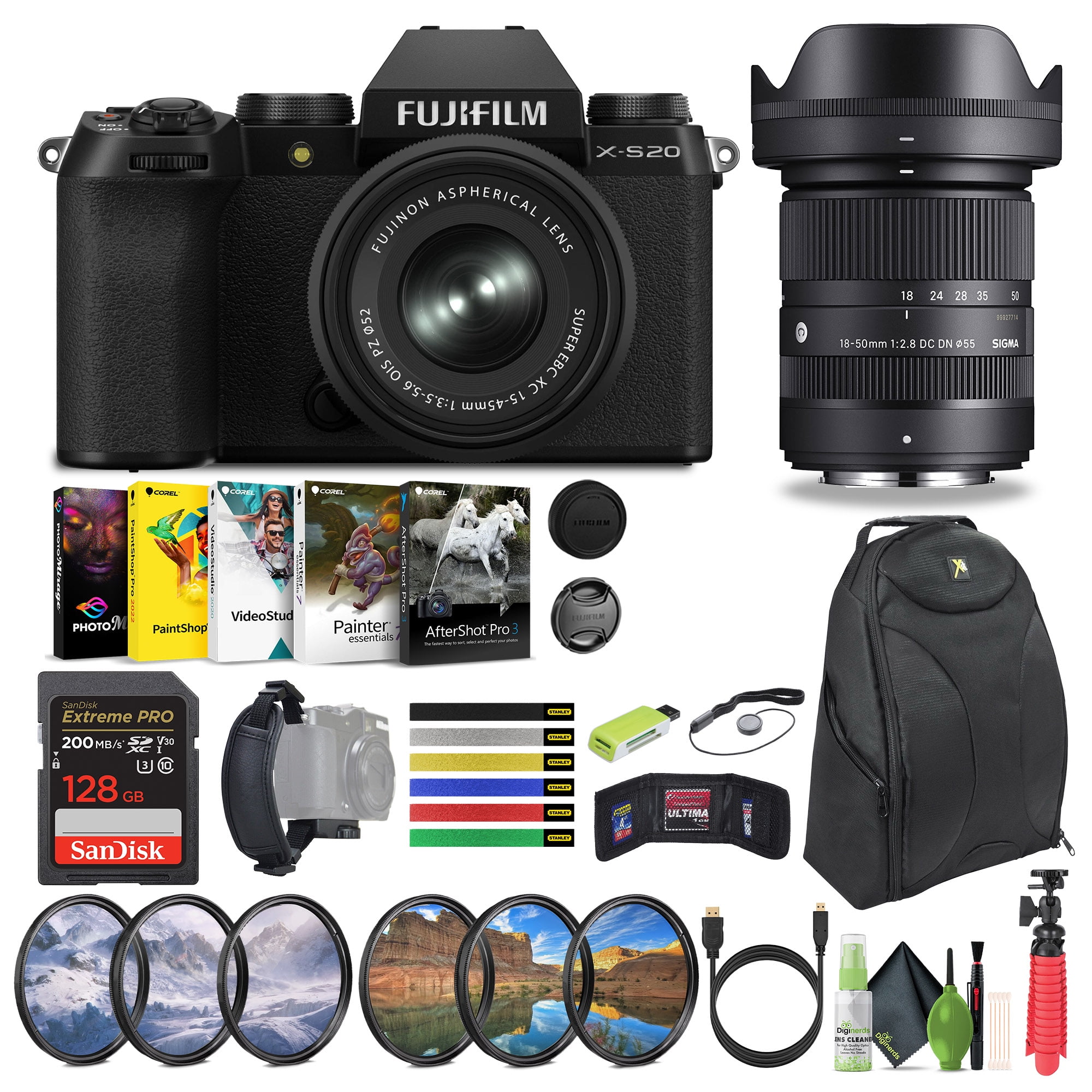 FUJIFILM X-S20 Mirrorless Camera With 15-45mm + Sigma 18-50mm f 