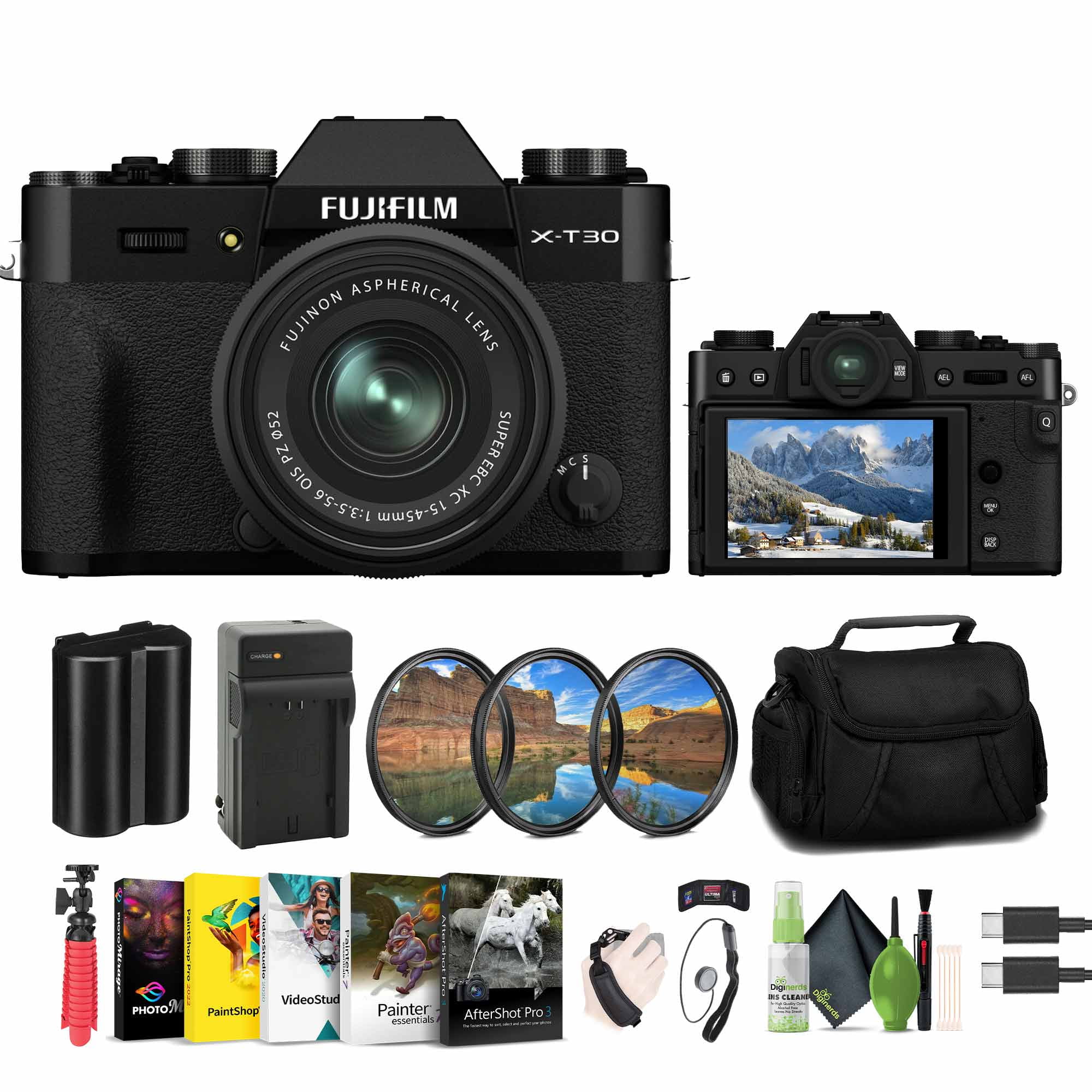 FUJIFILM X-T30 II Camera with 15-45mm Lens (Black), 64GB