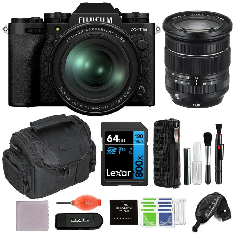 FUJIFILM X-T5 Mirrorless Camera with 16-80mm Lens (Black) Bundle with  Advanced Accessories (8 Items), USA Authorised with Fujifilm Warranty