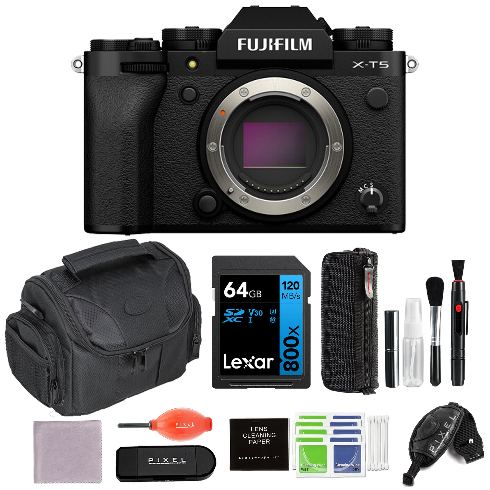 FUJIFILM XT5 Mirrorless Camera (Black) Bundle with 64GB Memory Card