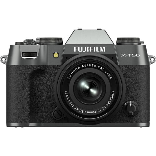 FUJIFILM X-T50 40.2MP APS-C Mirrorless Camera with XC 15-45mm OIS PZ Lens, Charcoal Silver, International Model