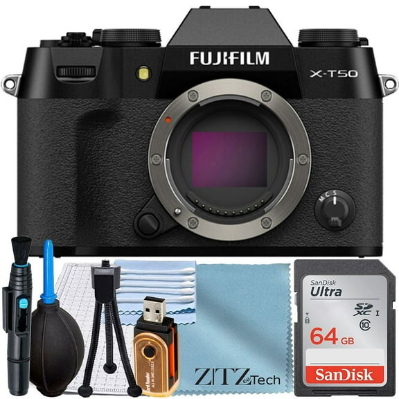 FUJIFILM X-T50 Mirrorless Camera-Black (Body Only) with SanDisk 64GB Memory Card + ZeeTech Accessory Bundle