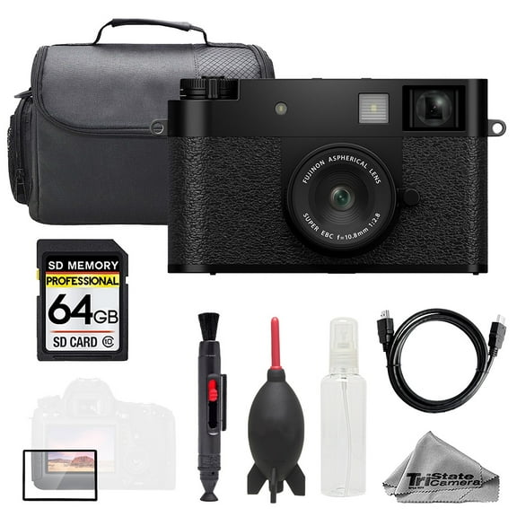 FUJIFILM X half Digital Camera (Black) + 64GB + Bag+ Screen Protector- Basic Kit (International Version)