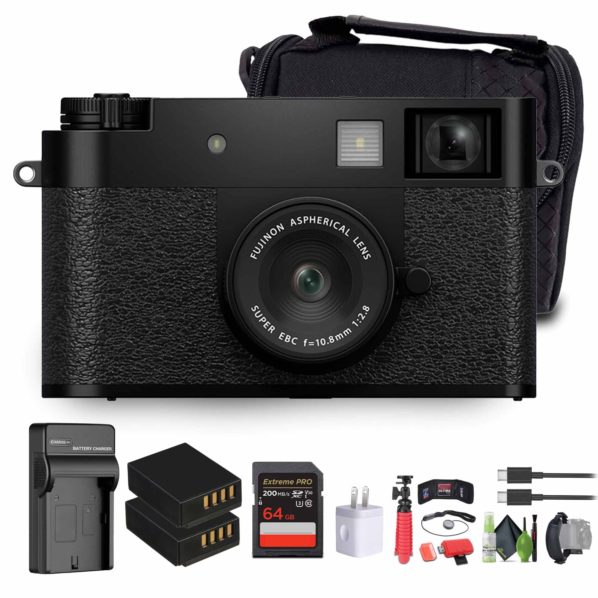 FUJIFILM X half Digital Camera (Black), SOFT CASE-SMALL, USB Card