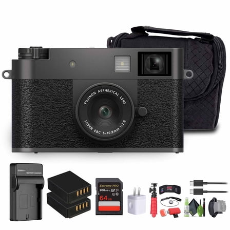 FUJIFILM X half Digital Camera (Charcoal Silver),SOFT CASE-SMALL,USB Card Reader
