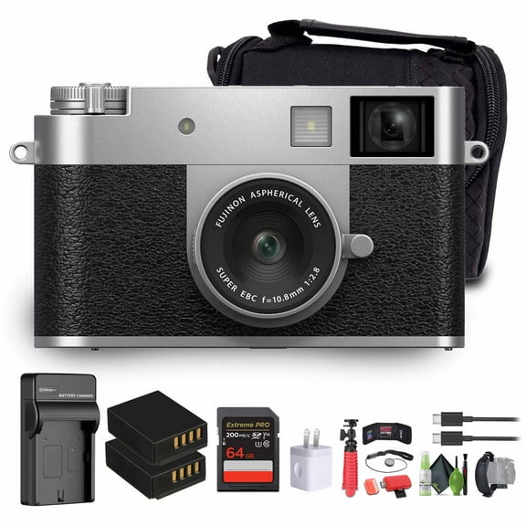 FUJIFILM X half Digital Camera (Silver), SOFT CASE-SMALL, USB Card Reader,Bundle