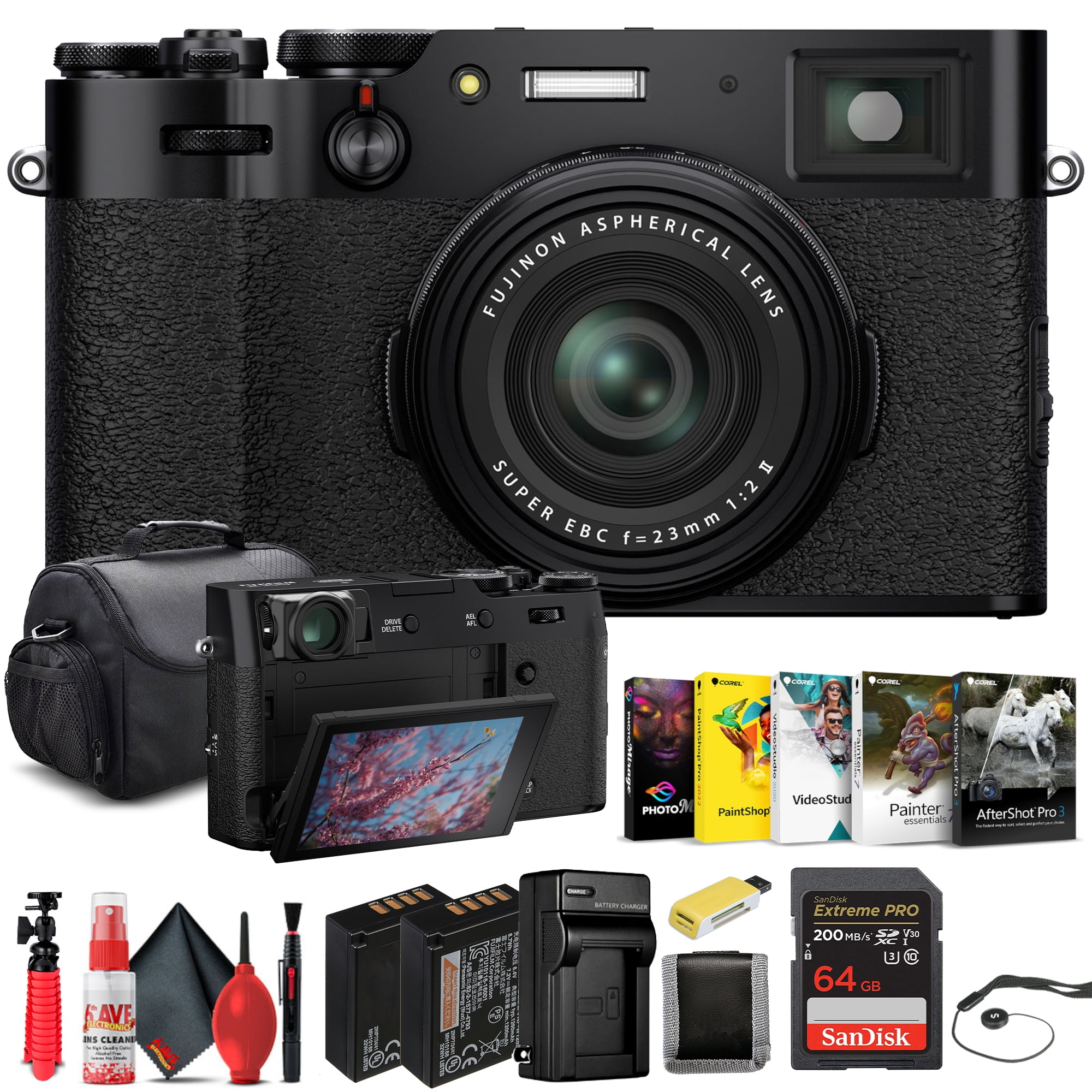 FUJIFILM X100V Digital Camera (Black) (16643000) + 64GB Card +