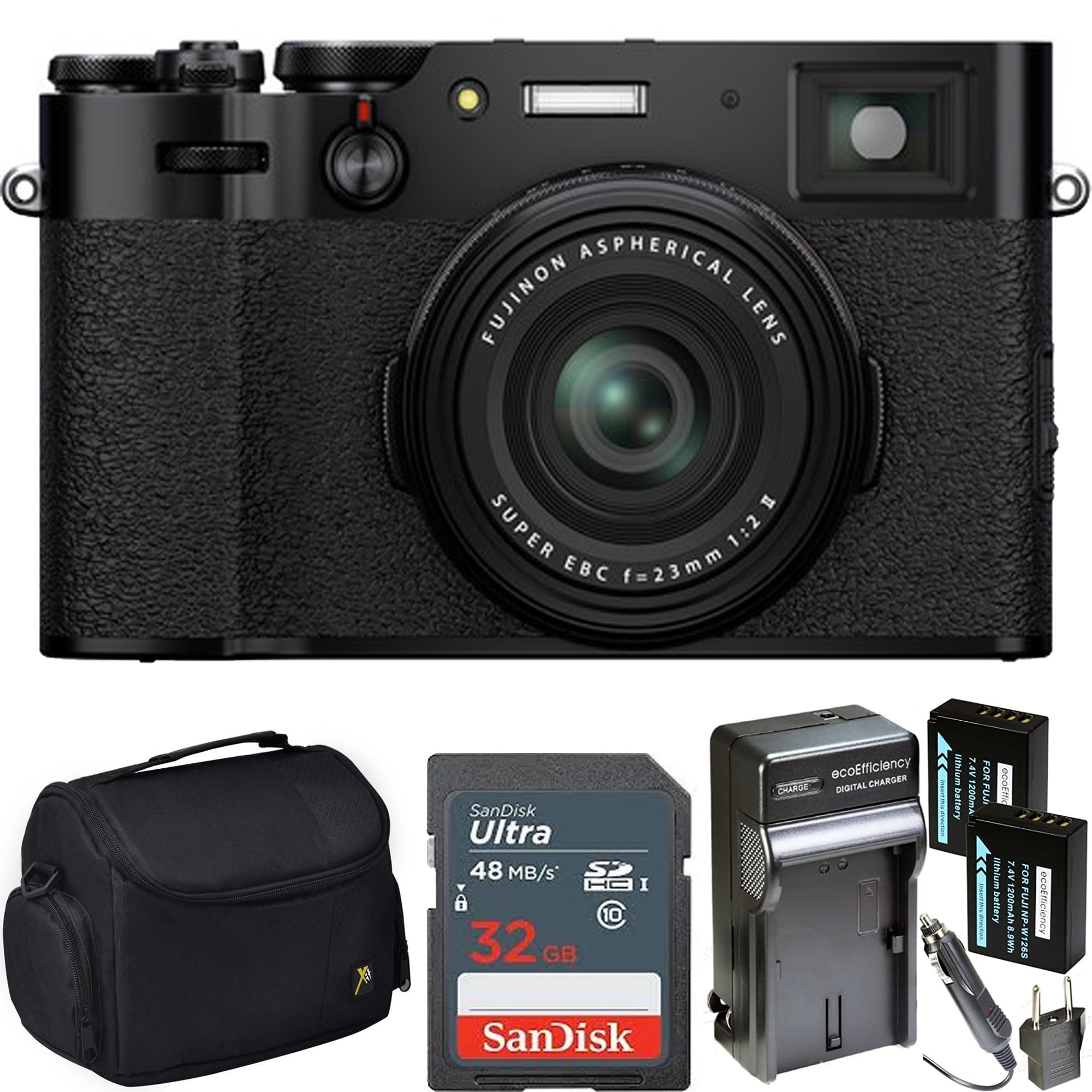 FUJIFILM X100V Digital Camera (Black) with Case Sandisk 32GB Memory