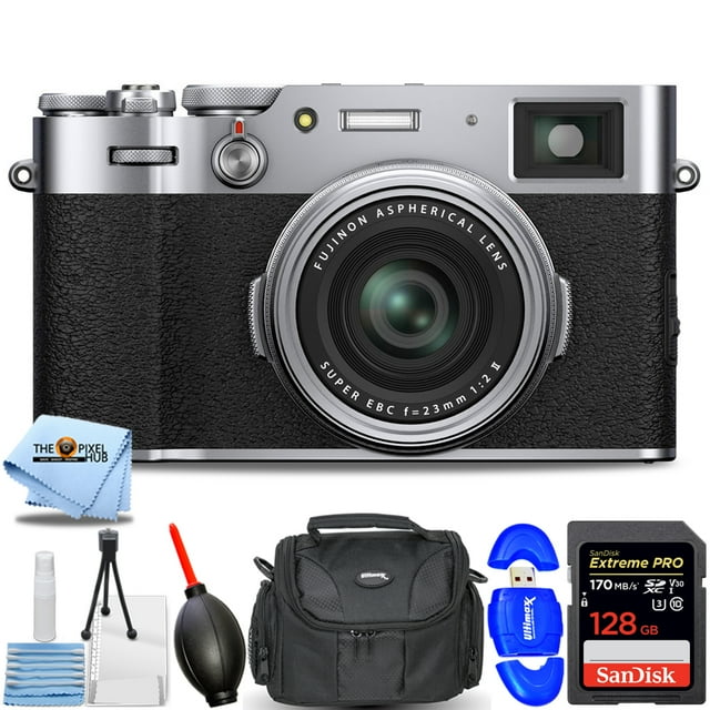 FUJIFILM X100V Digital Camera (Silver) 16642939 7PC Accessory Bundle