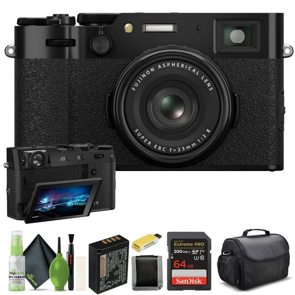 FUJIFILM X100VI Digital Camera (Black) (16821913) + 64GB Card + Card Reader + Case + Memory Card Wallet + Cleaning Kit