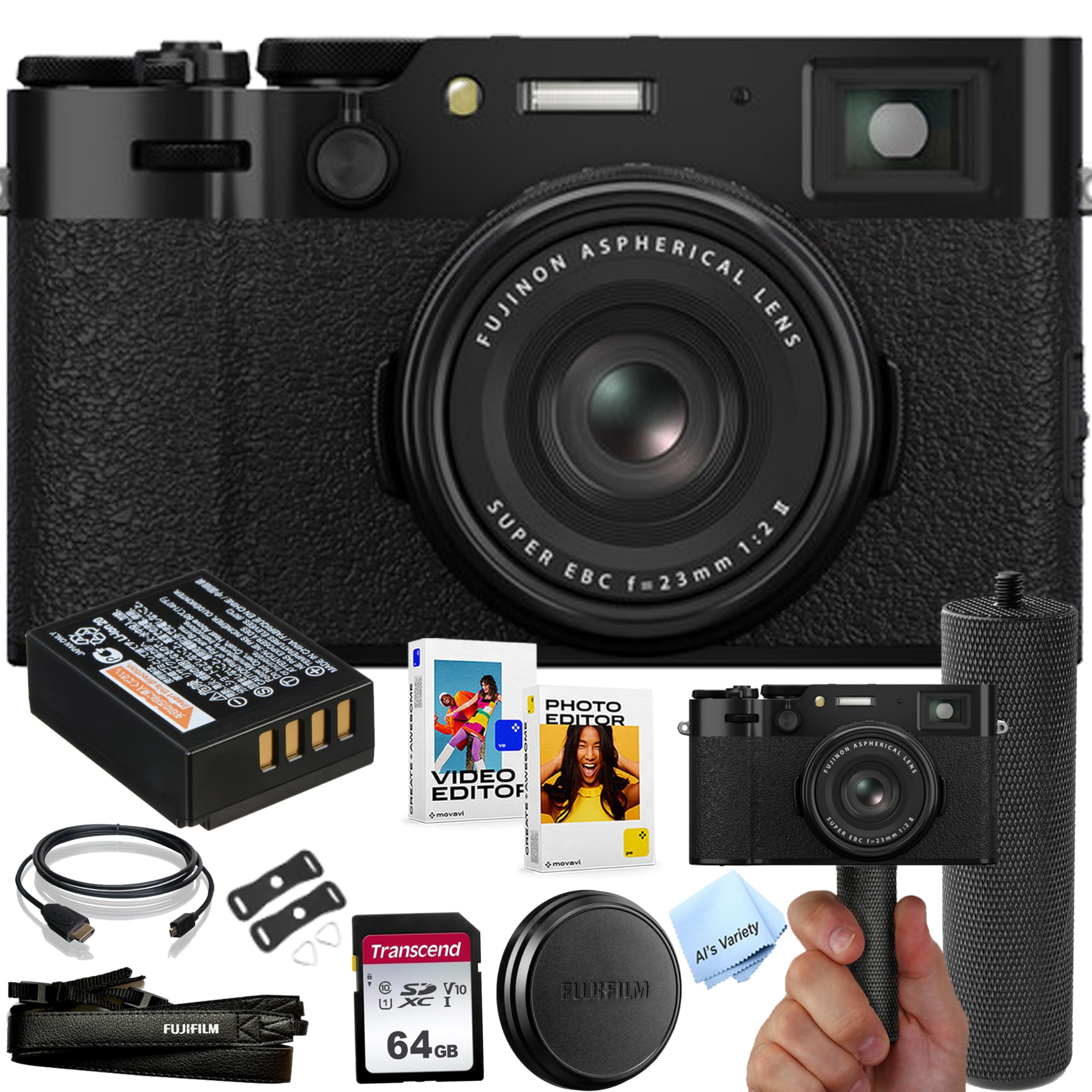 FUJIFILM X100VI Digital Camera (Black) + 64GB Memory + Stabilizing