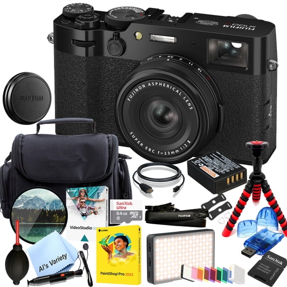 FUJIFILM X100VI Digital Camera (Black) + 64GB Memory + Stabilizing Grip + Software Pack +More (Value Bundle)