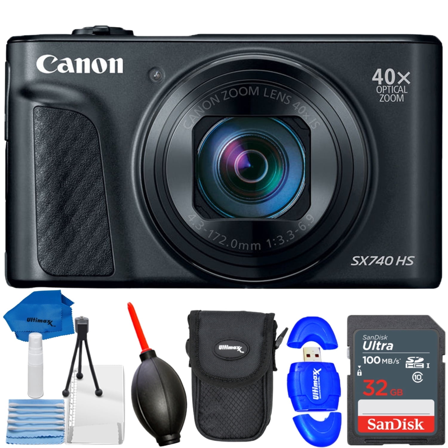 Canon PowerShot SX740 HS Digital Camera (Black) – 7PC Bundle with