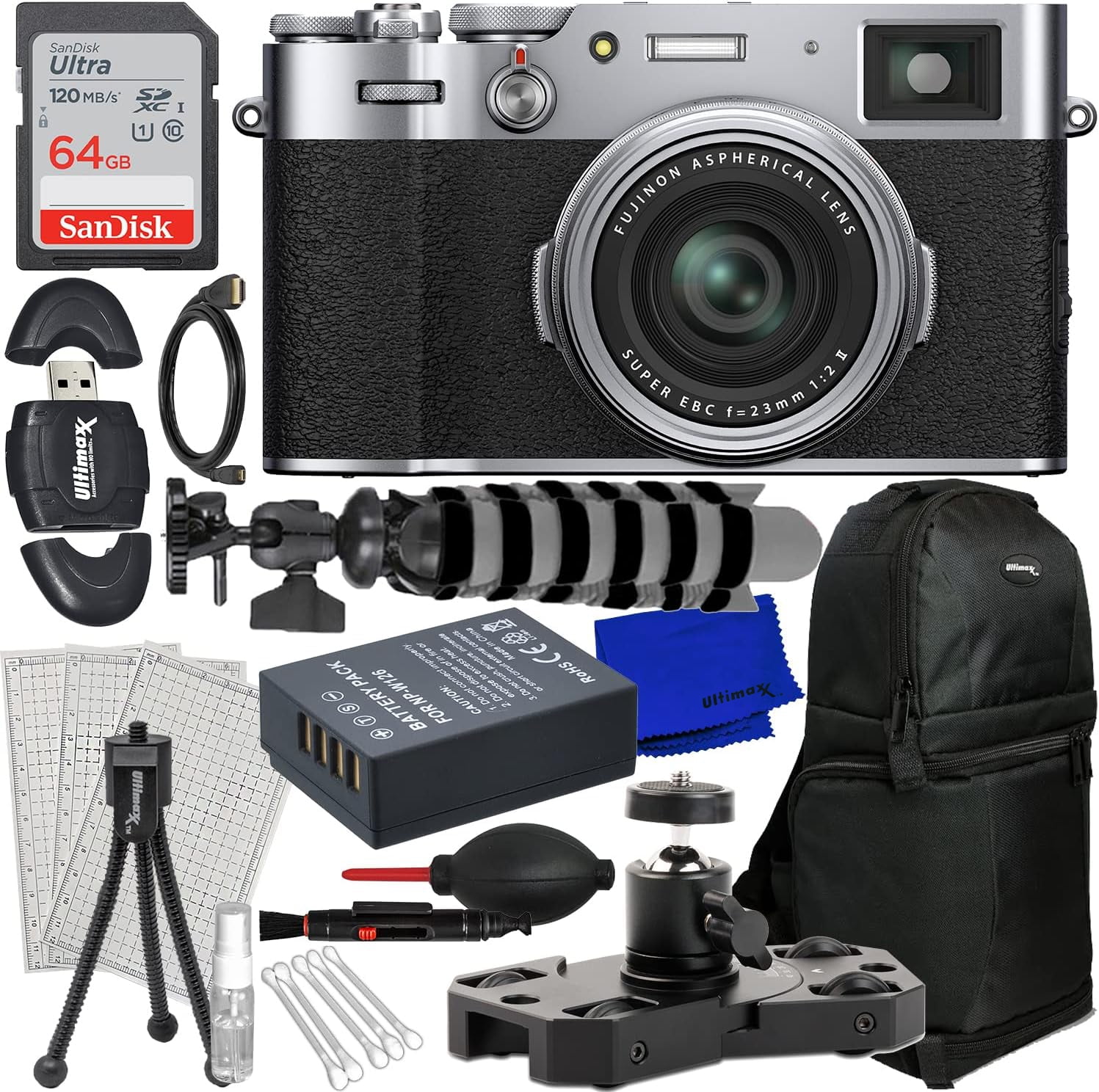 FUJIFILM X100VI Digital Camera (Silver) - 13PC Accessory Bundle