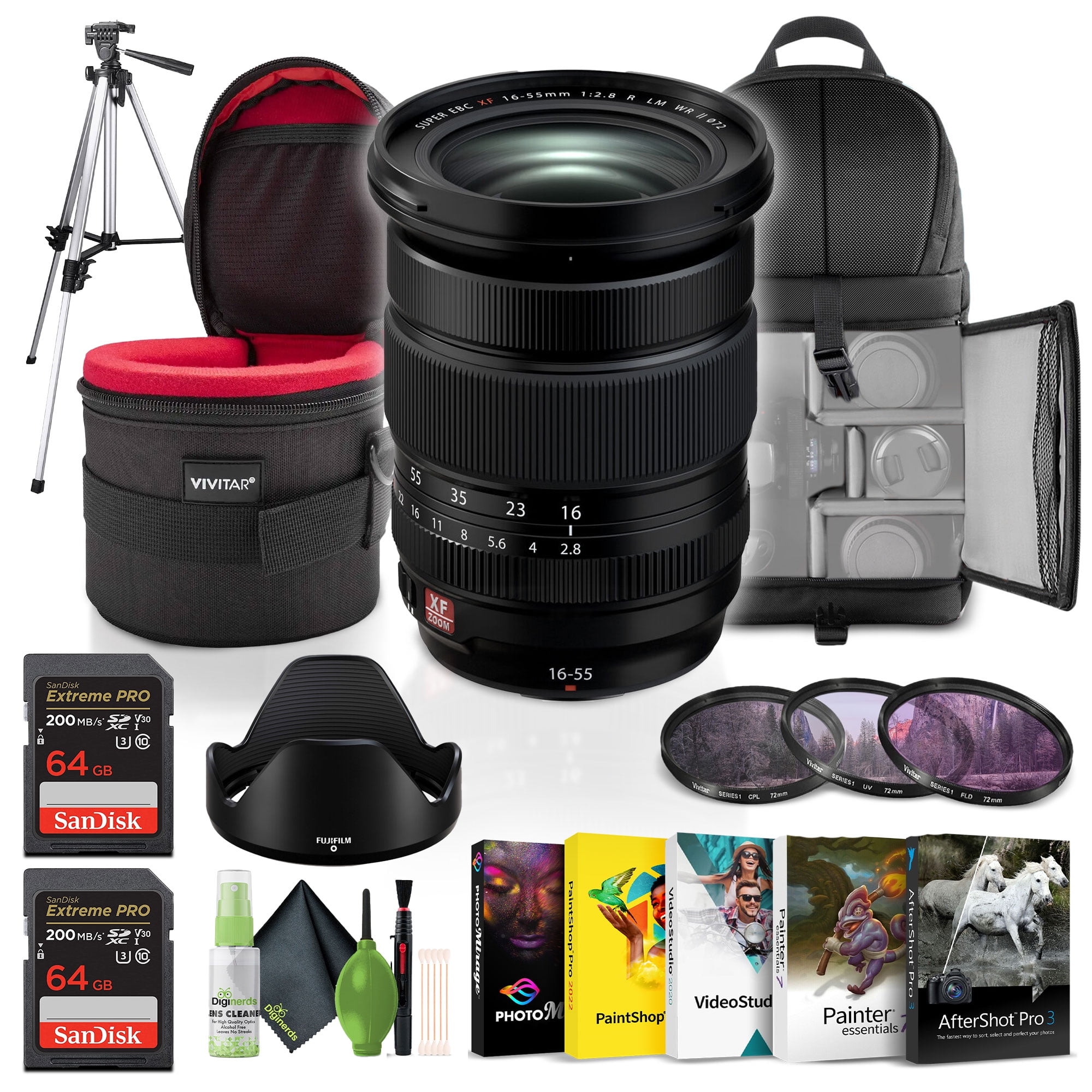 FUJIFILM XF 16-55mm f/2.8 R LM WR II Lens + 2x 64GB Memory Card +