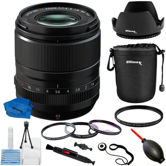 FUJIFILM XF 33mm f/1.4 R LM WR Lens  - 10PC Accessory Bundle