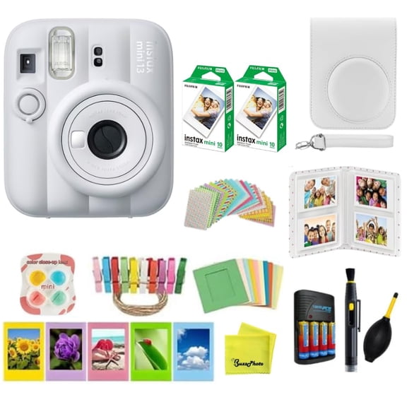 FUJIFILM instax Mini 13 Clay White Instant Film Camera Bundle