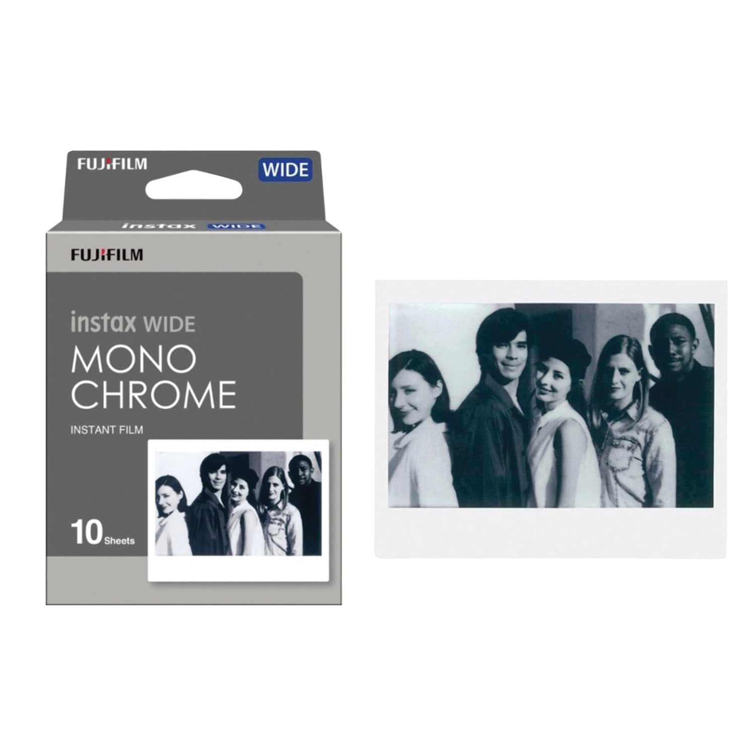 FUJIFILM instax WIDE Monochrome Film, 10 Sheets