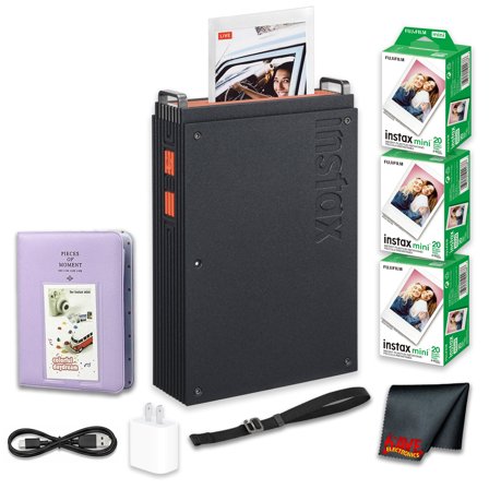 FUJIFILM instax mini Link+ Smartphone Printer, Bluetooth Instant Photo Printer for Phones, 2 x 3 Inch Prints, Bundle With + Photo Album + Instax Mini Instant Film Twin Pack (White) 60 Photos + More