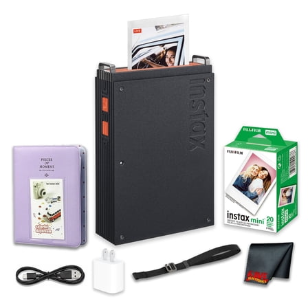 FUJIFILM instax mini Link+ Smartphone Printer, Bluetooth Instant Photo Printer for Phones, 2 x 3 Inch Prints Bundle With Photo Album + Instax Mini Instant Film Twin Pack (White) 20 Photos