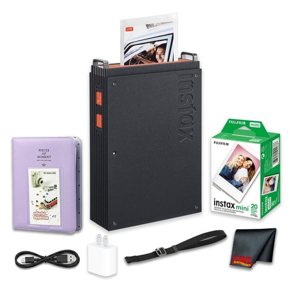FUJIFILM instax mini Link+ Smartphone Printer, Bluetooth Instant Photo Printer for Phones, 2 x 3 Inch Prints Bundle With Photo Album + Instax Mini Instant Film Twin Pack (White) 20 Photos