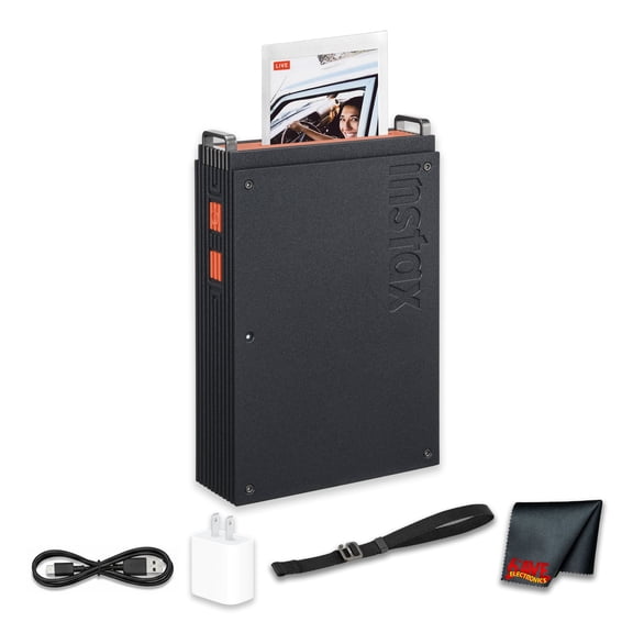 FUJIFILM instax mini Link+ Smartphone Printer Bundle, Bluetooth Instant Photo Printer for Phones, 2 x 3 Inch Prints, AR Effects Bundle With + USB Wall Charger + Microfiber Cleaning Cloth